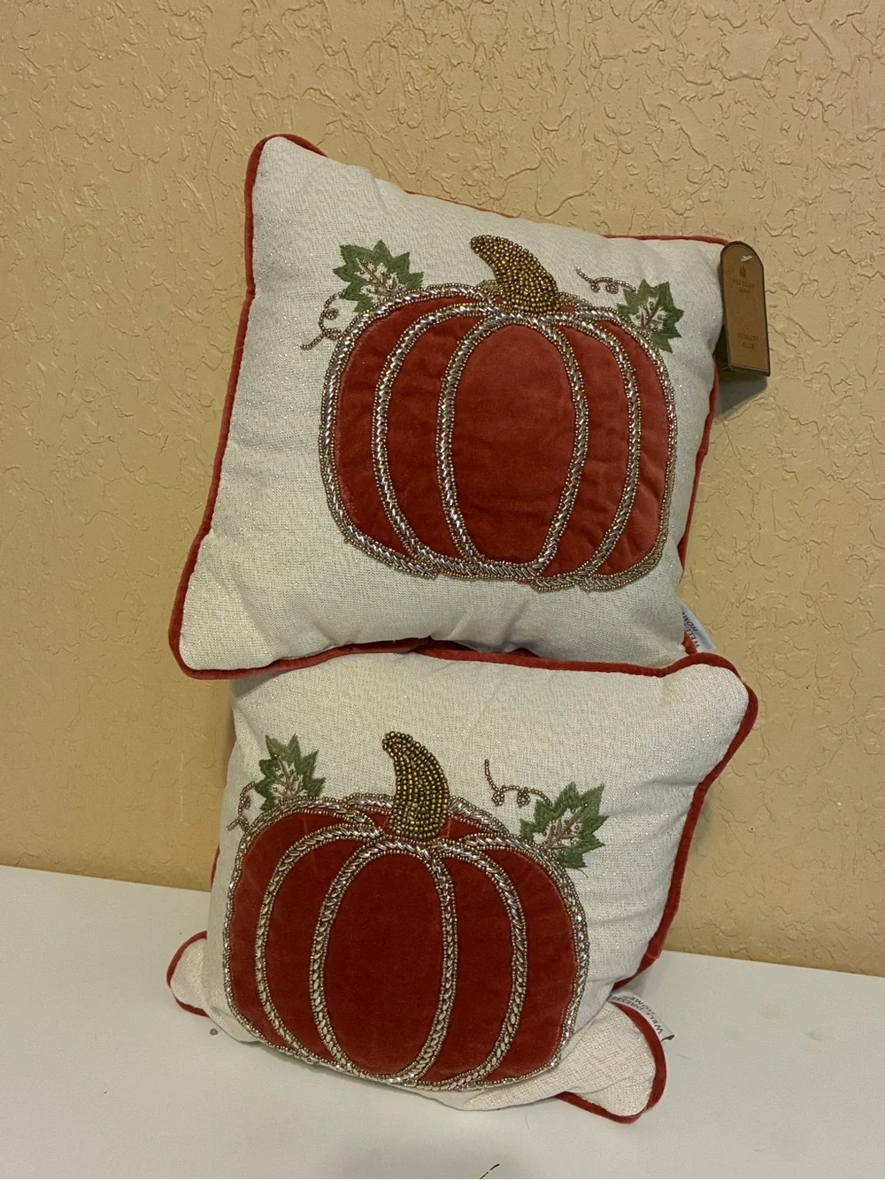 Well Dressed Home Autumn Harvest Fall Pumpkin Beaded Throw Pillows 12